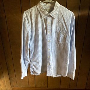 J Crew Shirt Mens L Blue Yellow Plaid 2 Ply Cotton Button Up Casual